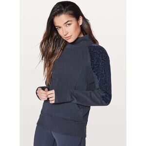 Lululemon Floral Flock Pullover Midnight Navy Mockneck size 8